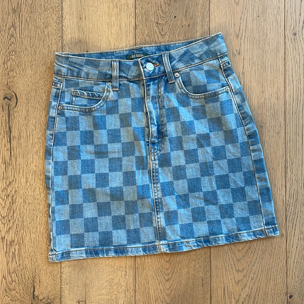 Wild Fable Checkered Denim Skirt